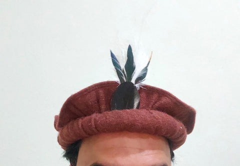 Brown pakol cap pakol hat with feather Afghan Topi Chitrali Pakul Wool Cap Pakol PeshawarI Kuchi Tribal Hat چترالی ٹوپی