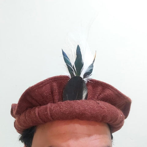 Brown pakol cap pakol hat with feather Afghan Topi Chitrali Pakul Wool Cap Pakol PeshawarI Kuchi Tribal Hat چترالی ٹوپی