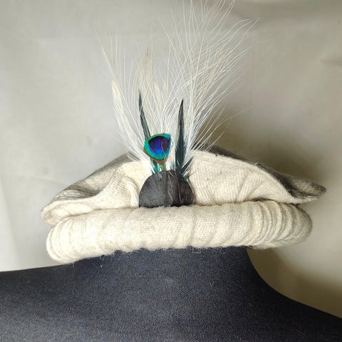 Brown pakol cap pakol hat with feather Afghan Topi Chitrali Pakul Wool Cap Pakol PeshawarI Kuchi Tribal Hat چترالی ٹوپی