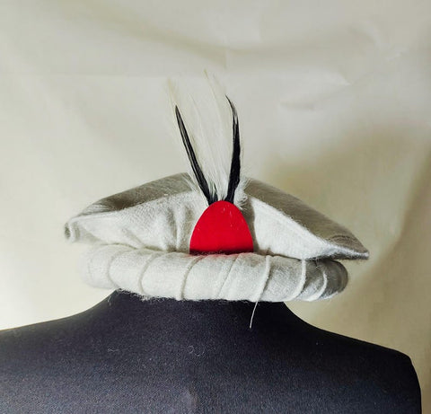 White pakol cap with feather handmade afghani hat Wool kausia hat chitrali topi wool stylish winter hat skull cap unisex hat wool cap hat