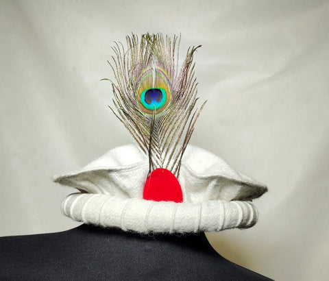 White pakol cap with feather handmade afghani hat Wool kausia hat chitrali topi wool stylish winter hat skull cap unisex hat wool cap hat