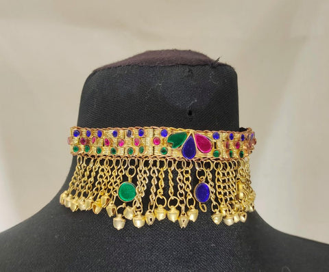 Golden color Afghan Jewlery Necklace  Afghan tribal Kuchi necklace choker