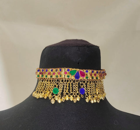 Golden color Afghan Jewlery Necklace  Afghan tribal Kuchi necklace choker