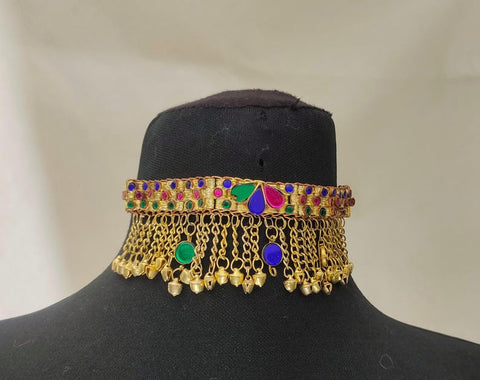 Golden color Afghan Jewlery Necklace  Afghan tribal Kuchi necklace choker