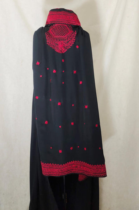 Black Afghan Topi Burqa with Red Embroidery, Traditional Islamic Full Cover  Cape Abaya, Chador Modest Full-Coverage Veil Women’s Clothing