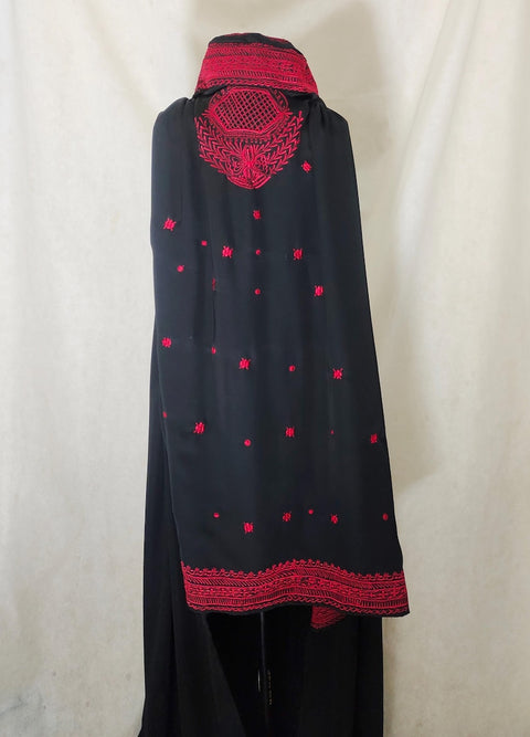 Black Afghan Topi Burqa with Red Embroidery, Traditional Islamic Full Cover  Cape Abaya, Chador Modest Full-Coverage Veil Women’s Clothing