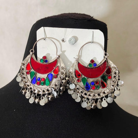 Moon shape Red color afghan earrings tribal kuchi earrings afghan earring women earring tribal kuchi earrings