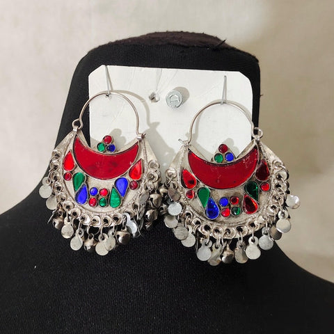 Moon shape Red color afghan earrings tribal kuchi earrings afghan earring women earring tribal kuchi earrings