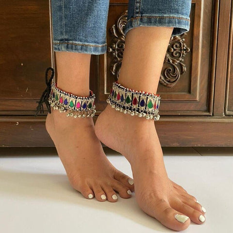 Pair Afghan jewelry anklet Tribal Anklets Pair, Afghan Kuchi Bells Anklets, Boho Anklets, Body Jewelry, Foot Jewelry, Tribal Jewelry,