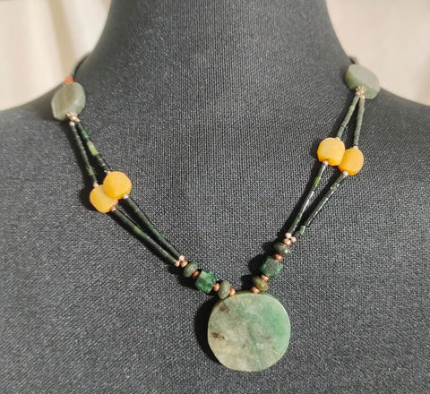 Long dark green Jade necklace jade stone jade beads necklace women necklace