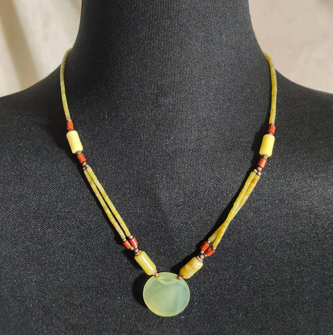 Long Yellow Jade necklace jade stone jade beads necklace women necklace