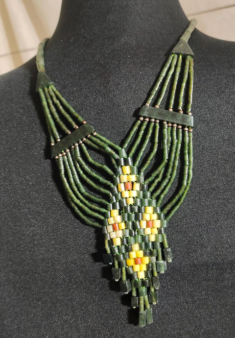 Long dark green Jade necklace jade stone jade beads necklace women necklace