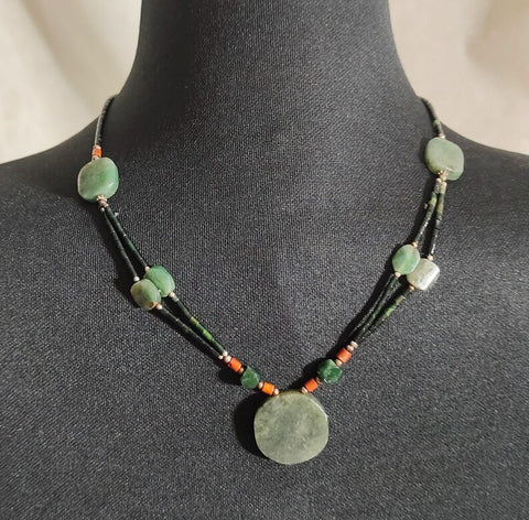 Long dark green Jade necklace jade stone jade beads necklace women necklace