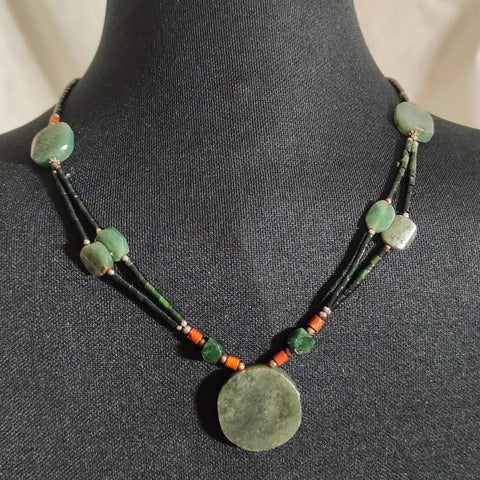 Long dark green Jade necklace jade stone jade beads necklace women necklace