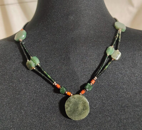 Long dark green Jade necklace jade stone jade beads necklace women necklace