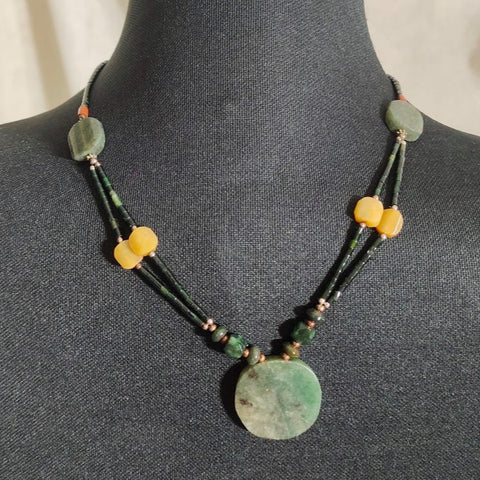 Long dark green Jade necklace jade stone jade beads necklace women necklace