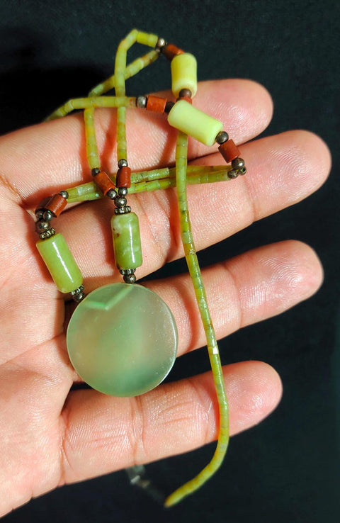 Long Yellow Jade necklace jade stone jade beads necklace women necklace
