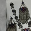 Afghan Jewellery Necklace Set Necklace, Earrings side tikka  with long chains Afghan jewelery afghan necklace earrings and set